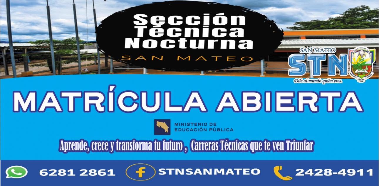 Banner Sección Técnica Nocturna San Mateo — Matrícula abierta